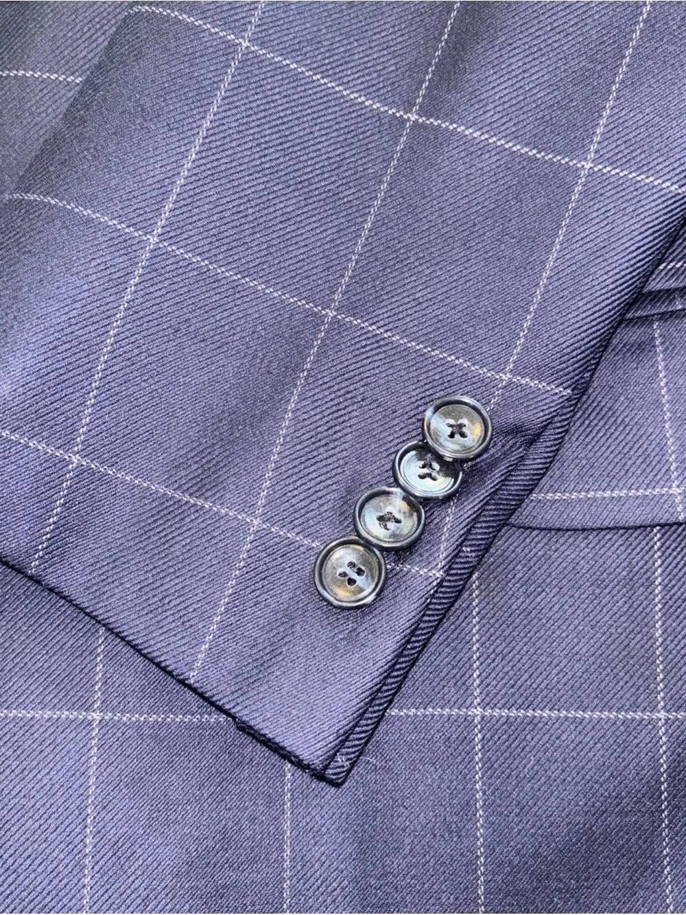 Paul Fredrick Navy Windowpane Sport Coat/Blazer  💯 Wool Sz 42R